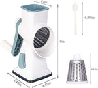 White Rotary Cheese Grater with Suction Base, Hand Crank Cheese Grater for Hard Cheese, Vegetables，Nuts, 3 Stainless Steel Drum Blades, Easy Clean Kitchen Gadget