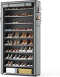 ROJASOP Shoe Rack with Covers, Stackable 10 Tier Tall Shoe Shelf Storage 50-55
