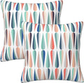 bassyil Mid Century Retro Drop Throw Pillow Covers Decorative Linen Pillow Cases Set of 2 Square Cushion Cover for Couch Sofa Bedroom Patio 18x18 Inch