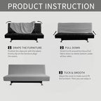 Easy-Going Stretch Futon Slipcover Armless Sofa Cover Furniture Protector Without Armrests Slipcover Soft with Elastic Bottom for Kids, Spandex Jacquard Small Check (futon,Light Gray)