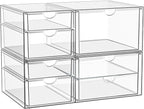 YFXCVSL Clear Stackable Storage Drawers, Acrylic Makeup Organizer with 7 Drawers, Bathroom Organizers and Storage, Plastic Bins for For Vanity, Undersink, Kitchen Cabinets, Pantry