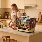 Toaster Oven Dust Cover Dustproof Smart Oven Air Fryer Microwave Cover with Pockets, Electric Appliance Protector Fall Home Decor, M, Chicken Rooster Sunflower Pumpkin Butterfly