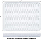 Large 14" x 11" Silicone Dish Drying Mat for Kitchen Counter, Easy clean, Quick Dry, Heat-resistant Dish Drainer Mat for Sink,Refrigerator or Drawer liner (Food Grade Silicone-Translucent)