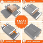 WOWBOX Sheet Organizers and Storage,Closet Bed Sheet Organizer Under Bed Storage and Organization with Label Cards & Clear Window for Bedding Sheets,Duvet Covers,Blankets (10 Pack，Gray)