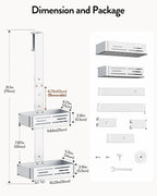Orimade Aluminum Over the Door Shower Caddy, Rustproof Hanging Shower Organizer, Heavy Duty,Adjustable Height,Safe Rounded Edges, Bottom Plate to Hold Small Items, for Bathroom Storage, 2-Tier Silver