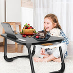 Zapuno Laptop Lap Desk, Foldable Laptop Table Tray with 4 USB Ports Storage Drawer and Cup Holder, Lap Bed Desk Notebook Stand Laptray Portable Standing Table for Bed Couch Floor