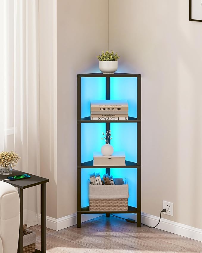 TUTOTAK Corner Shelf, 4-Tier Corner Bookshelf