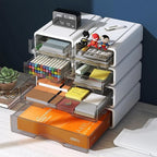 Desk Organizer with Drawers, Stackable Storage Drawers with Compartments Desktop Organization for Office Supplies, Makeup, Pencils, Tape, Erasers, Paperclips, Chargers (4 Pack White)