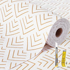 Shelf Liner for Kitchen Cabinets Non Adhesive Drawer Liner Non-Slip Thickened Shelf Liner Paper Strong Easy to Clean for Tool Box Refrigerator with Knife and Tape Measure, Gold Arrow, 11.8 x 118 in