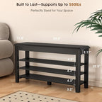 IUNVR Shoe Rack Bench Seat Rubberwood 3-Tier Wooden Storage Bench 550lbs Compact Mid-Century Modern Design for Entryway, Hallway, Closet, Front Door Entrance, Foyer