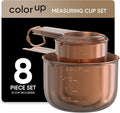 Color Up Measuring Cup Set, 8 Piece – Includes 2 Cup, Copper Finish, Stainless Steel, Accurate for Wet & Dry Ingredients, Embossed Markings, Easy-Pour Spouts, Dishwasher-Safe, Kitchen Essential