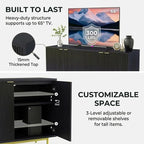 Vipbear 58 Inch Black TV Stand for 65 Inch TV, Modern Fluted Media Console Table with 4 Doors, Large Entertainment Center with Storage, Black Sideboard Buffet Cabinet for Dining Room and Living Room