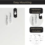 BLU MONACO | Wall Mount Key Holder with Mail Organizer | Wooden Command Center with 3 Hooks and 2-Tier Letter Pockets | Entryway Mail Sorter & Key Rack | White Geometric Wall Organizer for Office Home