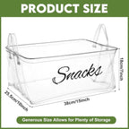 Newtay 17 Pcs Snack Basket Sets, Snack Storage Bin for Pantry Shelves with 16 Pcs 2 Inch Chip Clips, Basket Organizer for Kitchen Home, Chips, Popcorn, Candy, Pretzels (PVC,Clear)
