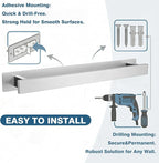 Bathroom Towel Bars,16-Inch Stainless Steel Towel Bar for Large Towel,Strong Self-Adhesive/Screws Wall Mounting,Rust-Proof,Towel Holder for Bathroom and Kitchen Storage (Brushed Nickel)