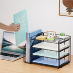 Marbrasse Desk Organizer and Accessories，4-Tier Paper Letter Tray Organizer with File Holder，Desk Accessories & Workspace Desktop Organizers for School Home Office Supplies (Black)