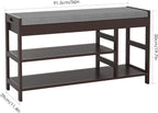 HIFIT 2-Tier Entryway Shoe Rack Bench with Storage, 36 in Bamboo Storage Bench with Padded Seat, Shoe Oiganizer Shelf for Entryway Mudroom Bathroom Foyer, Vintage