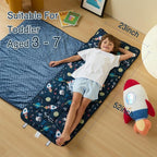 beeweed Toddler Nap Mat, Rollup Design Kid Sleeping Mat with Removable Pillow & Minky Blanket, Toddler Sleeping Bag for Daycare Preschool Travel Camping