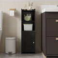 Hzuaneri Bathroom Storage Cabinet, Corner Floor Cabinet with Doors and Adjustable Shelf, Narrow Toilet Paper Cabinets, Bathroom Organizer for Small Spaces, Black BC39704X