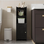 Hzuaneri Bathroom Storage Cabinet, Corner Floor Cabinet with Doors and Adjustable Shelf, Narrow Toilet Paper Cabinets, Bathroom Organizer for Small Spaces, Black BC39704X