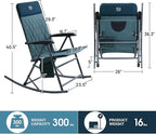 Timber Ridge 3-Level Adjustable Rocking Camping Chair, Ergonomic Padded High Back, Supports 300 LBS, Stable Anti-Tip Rocker, Hard Armrests for Easy Standing, Portable for Patio, Lawn & Tailgating