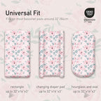 Gllquen Baby Bassinet Sheets Set 2-Pack, Breathable Cozy Bassinet Fitted Sheet Universal Fit Standard Mattress Oval Rectangle Cradle Baby Sheets for Baby Boy Girls Unisex 32"x16" (Pink Flower)