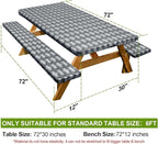 Picnic Table Cover with Bench Covers Camping Essentials Waterproof Windproof Camping Tablecloth with Drawstring Bag, Fitted Rectangle Tables and Seats, 72in, Dark Gray
