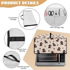 Dachshund Dog Heart Paw Print Toaster Oven Cover with Storage Bags Waterproof Dust Cover for Microwave Oven Polyester-Linen Fabric Small Appliance Dust Covers Fits Most Microwaves, L
