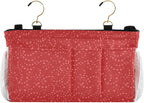 Bedside Caddy Hanging Bunk Bed Caddy Bed Organizer Hanging Pocket with 2 Hooks Bedside Storage Organizer Pocket Bag Holder Polka Dot Red