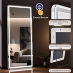 71"x26" LED Full Length Mirror – Standing Floor Mirror with Dimmable Lights 3 Color Modes – Adjustable Brightness, Wall-Mount or Lean for Barber, Fitness Center, Dressing Room, Vanity