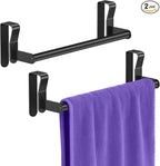 Over Cabinet Towel Holder, 2 Pack Kitchen Cabinet Door Towel Bar, Stainless Steel Over the Cabinet Dish Towel Rack for RV, Black