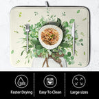 Spring Sage Green Leaves Dish Drying Mat for Kitchen Counter Eucalyptus Leaf Floral Mason Jar Dishes Drainer Mats Absorbent Microfiber Dish Draining Mat Washable Large Dish Pad 18x24 Inch