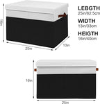 Gowee Large Toy Storage Box with Lid, Sturdy Toys Storage Chest Bin Organizer Basket with Dividers for Kids, Boys, Girls, Nursery, Closet, Bedroom, Playroom 25"x13" x16" (Black and White)