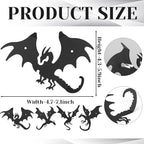 4 Pcs Dragon Wall Hooks Metal Dragon Key Holder Coat Rack Decorative Hanger Matte Black Fantasy Decor for Shelves, Keys, DIY Wall Organizers, 4 Flying Designs (Classic Style)