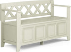 SIMPLIHOME Amherst Entryway Storage Bench - 48 inch Wide Solid Wood Hallway Seat in Antique White, Transitional Bench for Entryway or Living Room with Lift-Up Lid and Spacious Storage