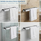 Bathroom Towel Bars,16-Inch Stainless Steel Towel Bar for Large Towel,Strong Self-Adhesive/Screws Wall Mounting,Rust-Proof,Towel Holder for Bathroom and Kitchen Storage (Chrome)