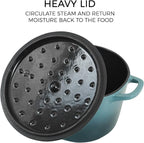 Flavehc Dutch Oven Pot with Lid 1.8 qt Cast Iron Dutch Oven for Bread Baking Slateblue Enameled Cast Iron Rice Pot with Handels