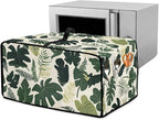 Monstera Palm Leaf Print Microwave Oven Dust Cover Foldable Microwave Toaster Oven Cover Easy to Clean Dust-Proof Kitchen Machine Covers Case Protections Protector, L