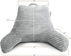 Hearth & Harbor Reading Pillow for Bed Adult – Back Pillow for Sitting in Bed, Standard Bed Pillows for Sitting Up in Bed, Foam Bed Chair Pillow, Light Grey Bed Rest Pillow