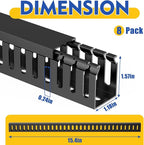 Open Slot Wiring Raceway Cable Duct, 123in Cable Management Channel Cord Track,Desk Wire Channel, Under Desk Cable Management to Hide Cables, Wires for Computers (Black, 1.18" Hx1.57"W, 15.4''L(8 Pc))