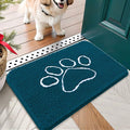 OLANLY Dog Door Mat for Muddy Paws 24x16, Paw Print Design, Absorbs Moisture and Dirt, Absorbent Non-Slip Washable Doormat, Quick Dry Chenille Mud Mat, Entry Indoor Entryway Carpet, Atlantic Blue