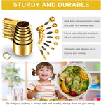 Gold Measuring Cups and Spoons Set of 15, 18/8 Stainless Steel, Includes 7 Nesting Metal Measuring Cups,8 Magnetic Measuring Spoons set - Ideal Kitchen Gadgets for Cooking and Baking Needs
