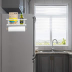 Magnetic Spice Rack Organizer Single Tier Refrigerator Spice Storage Shelf, Easy to Install The Side of The Refrigerator Can Hold spices, Jar of Olive Oil (White, With hook)