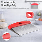 Ourokhome 2 Pack Bench Scraper Dough Cutter, Stainless Steel Dough Scraper with Laser-Etched Scale, Conversion Chart, Non-Slip Handle, Dishwasher Safe for Bread & Pastry, Red