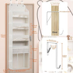OneDream 5-Tier Over the Door Organizer with Removable Storage Caddy, Baby Clothes Organizer for Nursery, Hanging Behind Door Storage with Clear Pockets and Side Mesh Compartments, Beige