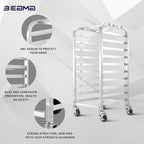 BIEAMA 10-Tier Half Sheet Pan Rack, NSF Bun Pan Rack, Aluminum Bakery Rack, Commercial Kitchen Bakery Cooling Rack, Speed Rack with 4 Wheels for 18" x 13" Sheet Pan