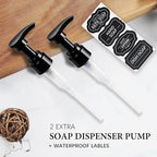 Amolliar Plastic Mason Jar Soap Dispenser with Pump Lid,16OZ Refillable BPA-Free Hand Soap Dispenser Set with Cute Lables - Farmhouse Decor for Kitchen/Bathroom,Liquid Soap,Dish Soap, Lotion (2 Pack)