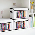 Stackable Storage Bins with Lids,Closet Organizers Fabric Box for Home and Office,Blanket Clothes Organizers,Under Bed Storage Containers 3 Pack