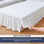 KRISHNA Ruffled Bed Skirt with Split Corners Queen, 100% Microfiber Hotel Quality, 15 Inch Drop Dust Ruffle Gathered Bedskirt with Platform, 60" x 80", White