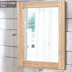 AAZZKANG Rustic Mirrors for Wall with Rectangular Wood Frame Decorative for Farmhouse Bedroom Bathroom Living Room Home Office Large 28"x20"